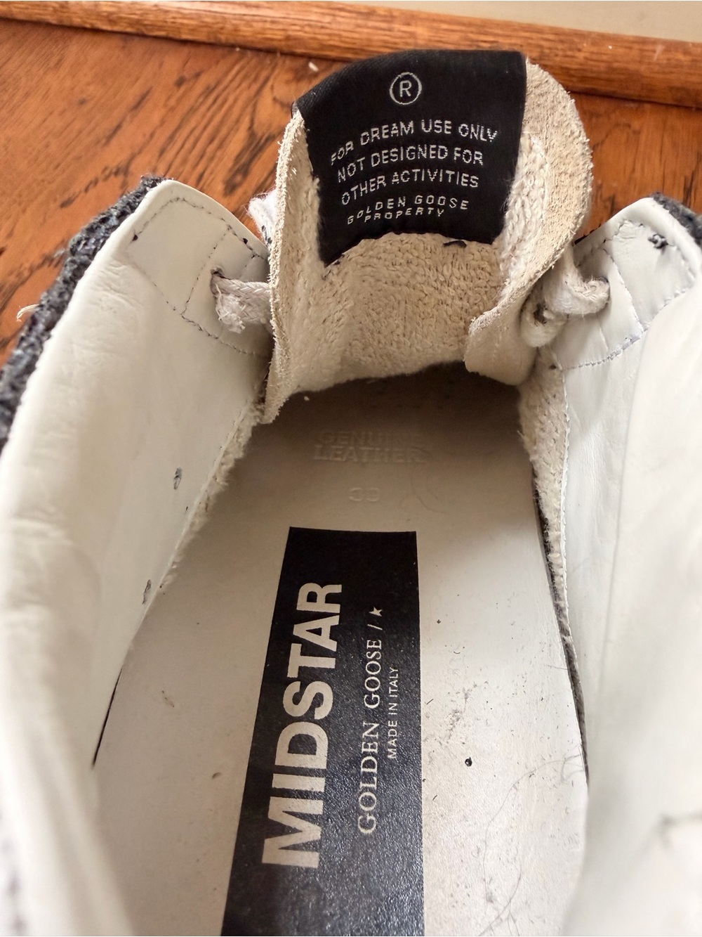 Golden Goose Kids Black and Beige High-Top Sneakers with Gold Glitter Star - Picture 8 of 9